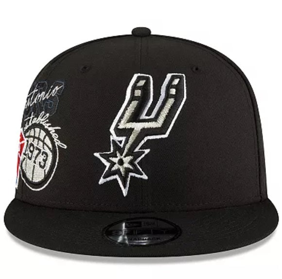 San Antonio Spurs Black & White Back Half Series 9FIFTY Snap Back Hat
