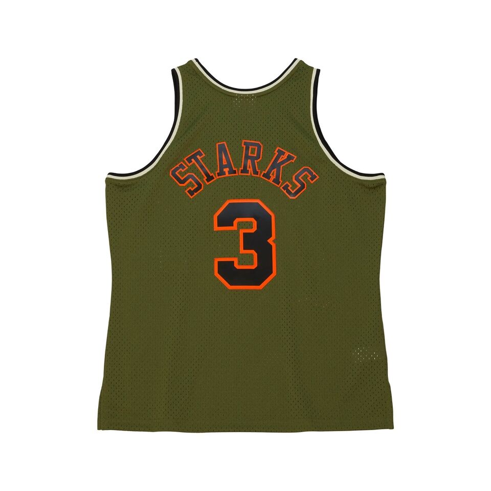 New York Knicks Mitchell & Ness #3 John Starks Olive Flight 1996-97 Hardwood Classics Swingman Jersey