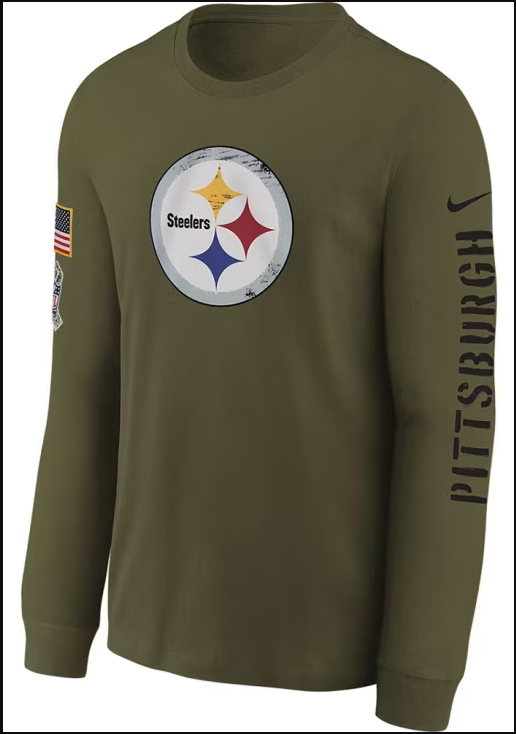 Pittsburgh Steelers Nike Olive Salute to Service Team Logo Long Sleeve T-Shirt