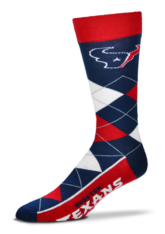 Houston Texans For Bare Feet Argyle Lineup Socks OSFM