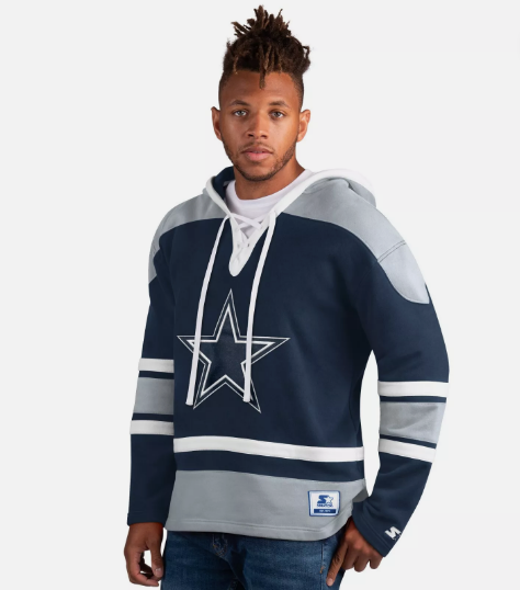 Dallas Cowboys Starter Timeout Lace Up Hockey Pullover Hooded Sweat Shirt