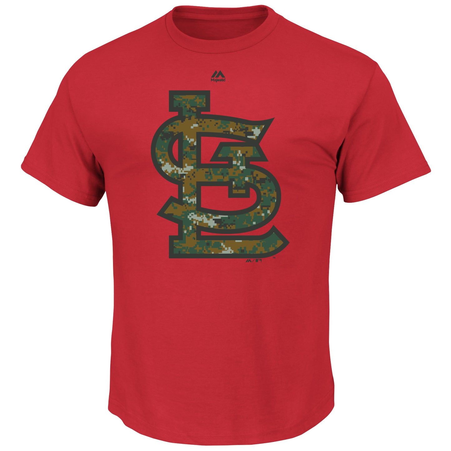 St. Louis Cardinals USMC Woodland Camo Logo T-shirt By Majestic