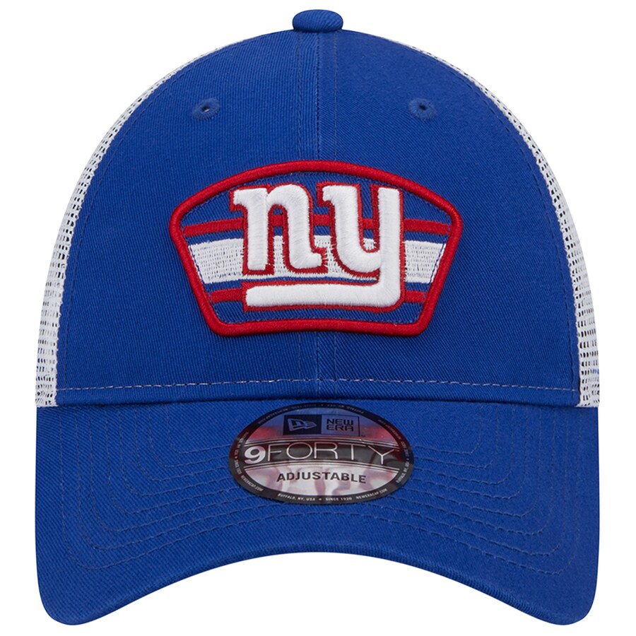 New York Giants New Era Logo Patch Trucker Mesh 9Forty Snap Back Hat - Blue