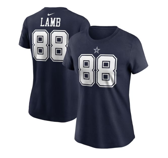 Dallas Cowboys Nike CeeDee Lamb #88 Women's Player T-Shirts- Blue