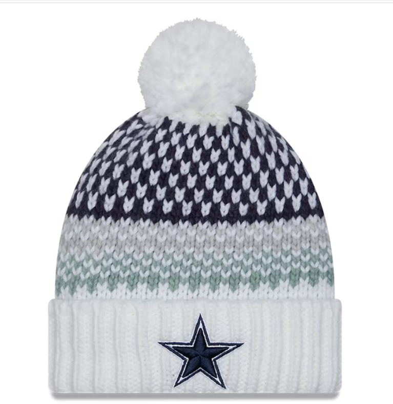 Dallas Cowboys 2023 New Era Women's Sideline Knit Hat With Pom - White