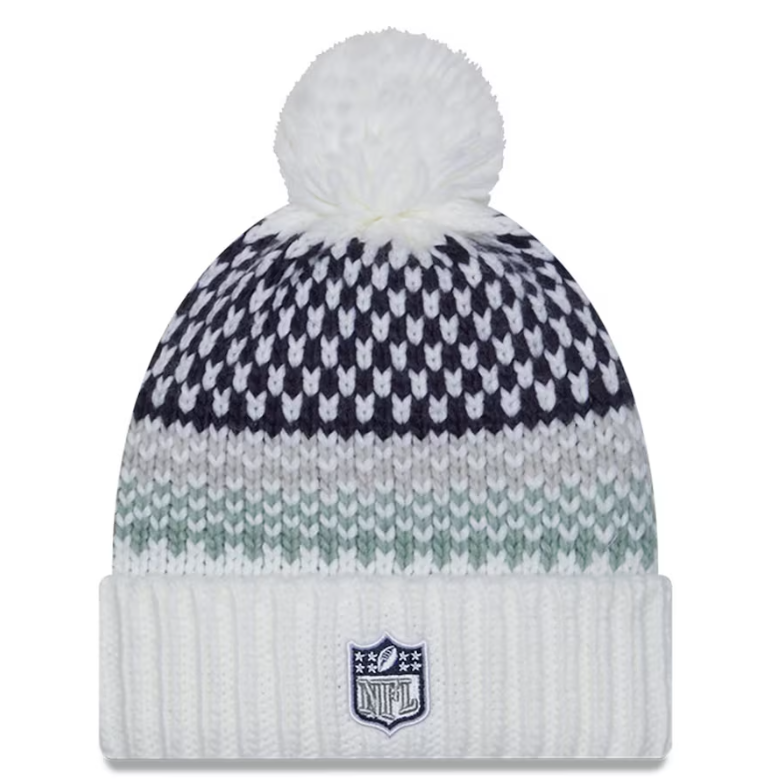 Dallas Cowboys 2023 New Era Women's Sideline Knit Hat With Pom - White