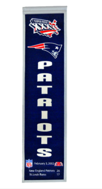 New England Patriots 8 X 32 Super Bowl Champtions Heritage Banner